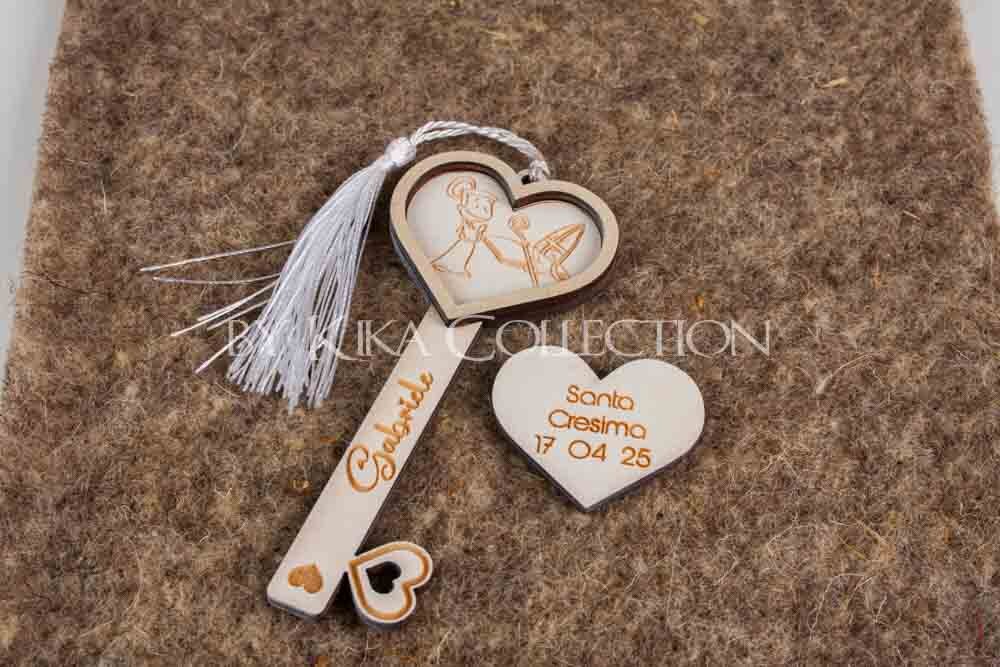 500-474-2 ANGELI Chiave legno personalizzabile Cresima
