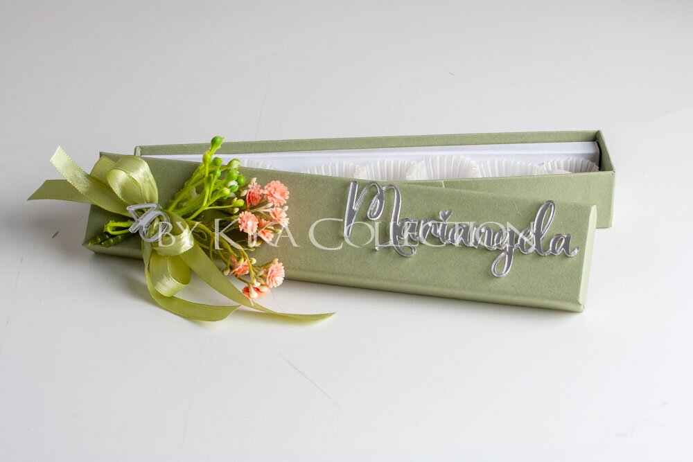 225-044 GREEN Scatola degustazione con nome segnaposto